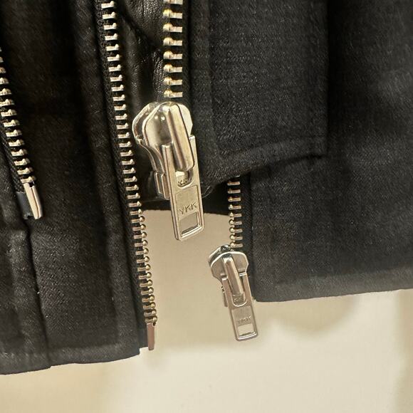 The Kooples Gray Down Jacket Lambskin Trim & Fur Hood, Small - Picture 10 of 13